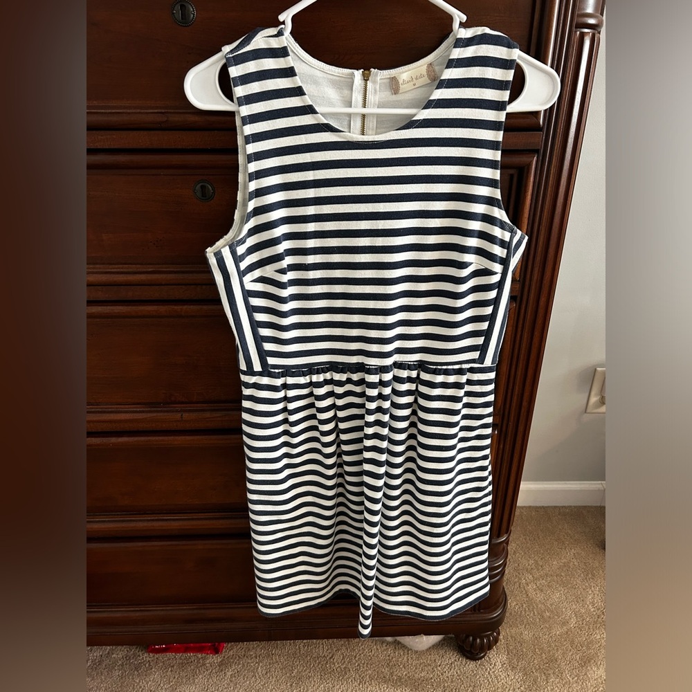 Navy and white striped dress